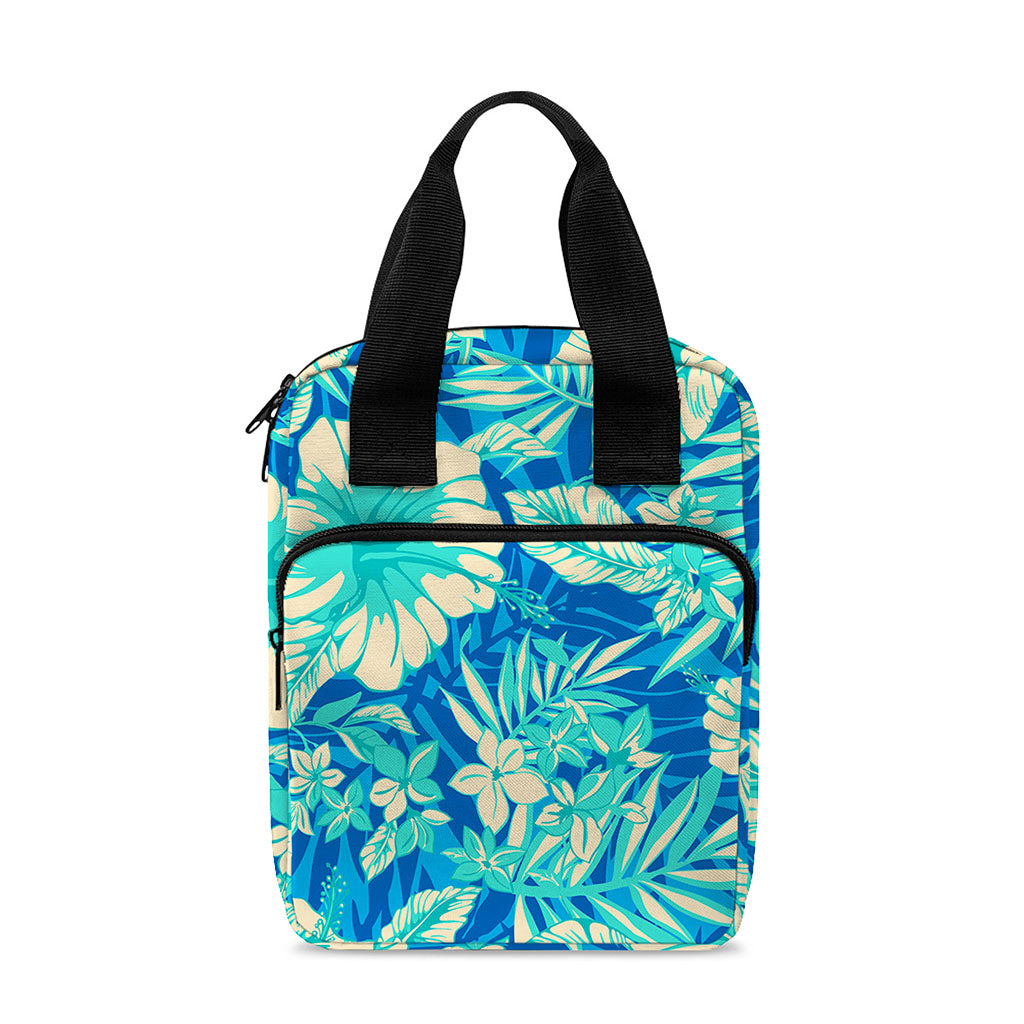 Blue Blossom Tropical Pattern Print Bible Tote Bag
