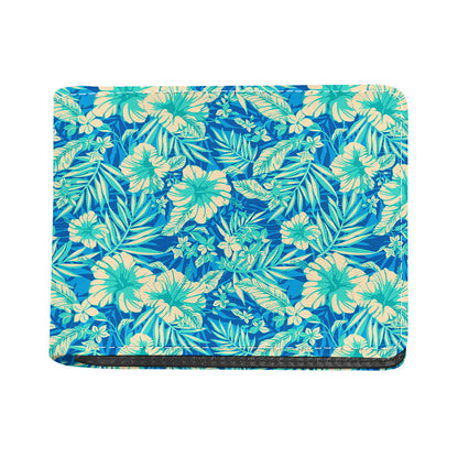 Blue Blossom Tropical Pattern Print Bifold Wallet