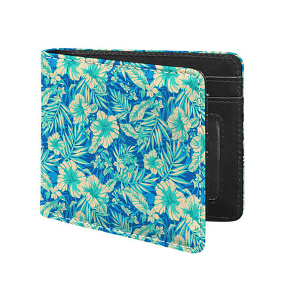 Blue Blossom Tropical Pattern Print Bifold Wallet