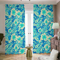 Blue Blossom Tropical Pattern Print Dimout Pencil Pleat Curtains