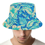 Blue Blossom Tropical Pattern Print Bucket Hat