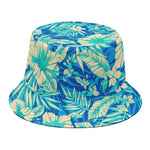 Blue Blossom Tropical Pattern Print Bucket Hat