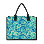Blue Blossom Tropical Pattern Print Canvas Tote Bag