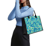 Blue Blossom Tropical Pattern Print Canvas Tote Bag