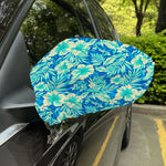 Blue Blossom Tropical Pattern Print Car Side Mirror Covers