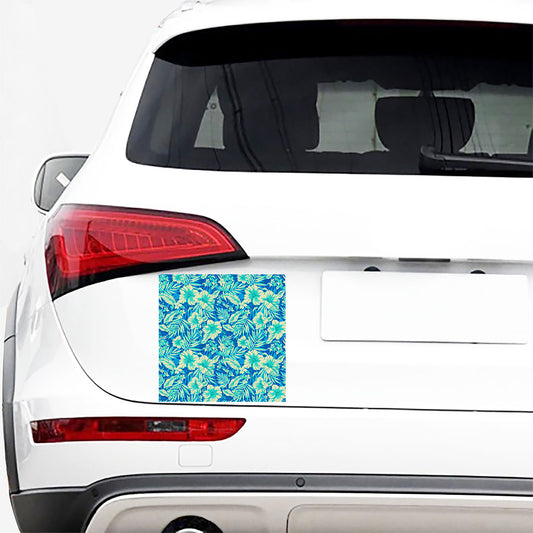 Blue Blossom Tropical Pattern Print Car Sticker