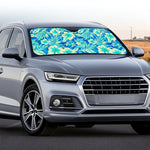Blue Blossom Tropical Pattern Print Car Windshield Sun Shade