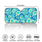 Blue Blossom Tropical Pattern Print Car Windshield Sun Shade