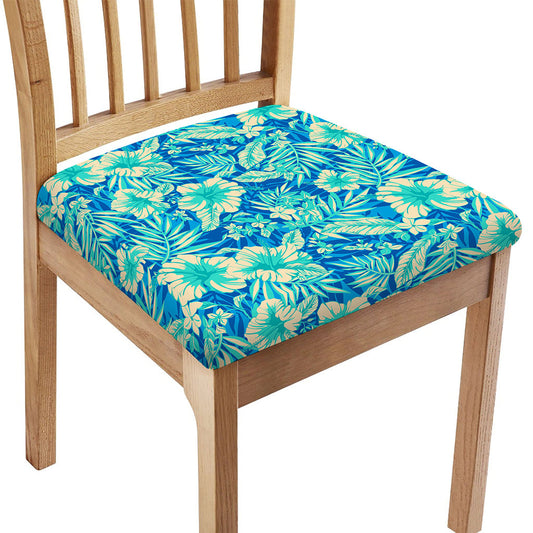Blue Blossom Tropical Pattern Print Chair Cushion Cover