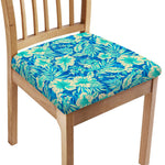 Blue Blossom Tropical Pattern Print Chair Cushion Cover
