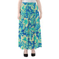 Blue Blossom Tropical Pattern Print Chiffon Maxi Skirt