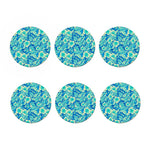 Blue Blossom Tropical Pattern Print Coaster Set