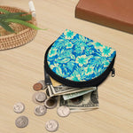 Blue Blossom Tropical Pattern Print Coin Purse