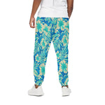 Blue Blossom Tropical Pattern Print Cotton Pants