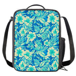 Blue Blossom Tropical Pattern Print Crossbody Lunch Bag