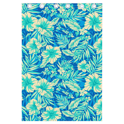 Blue Blossom Tropical Pattern Print Curtain