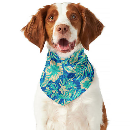 Blue Blossom Tropical Pattern Print Dog Bandana
