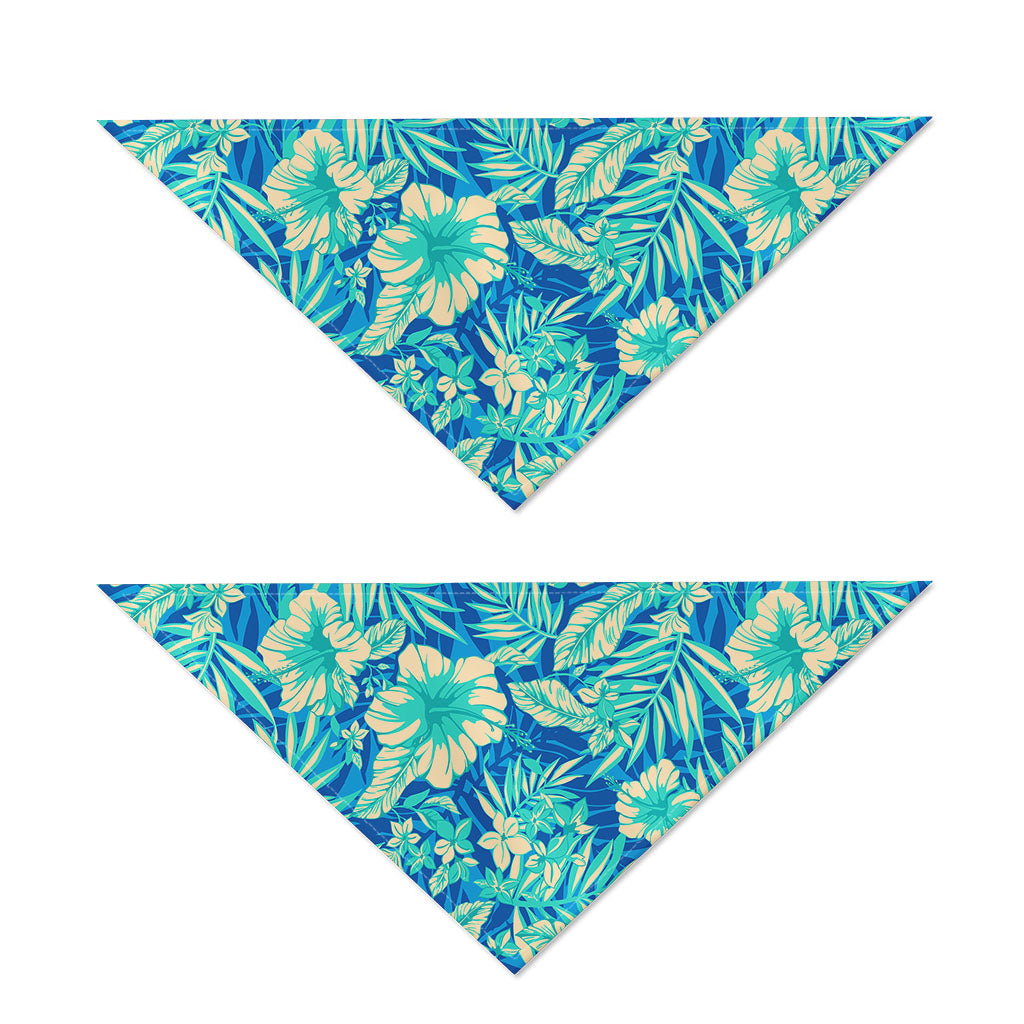 Blue Blossom Tropical Pattern Print Dog Bandana