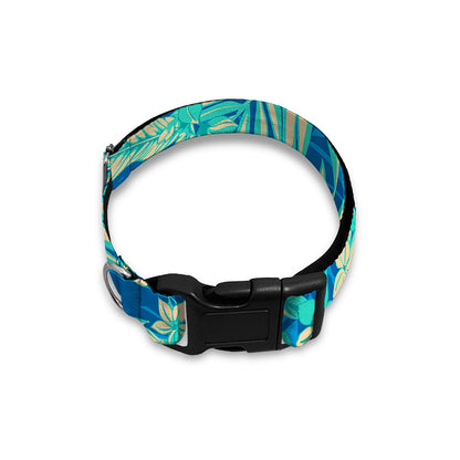 Blue Blossom Tropical Pattern Print Dog Collar