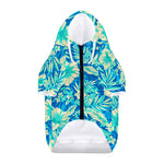Blue Blossom Tropical Pattern Print Dog Zip Up Hoodie