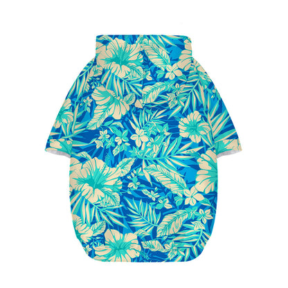 Blue Blossom Tropical Pattern Print Dog Zip Up Hoodie