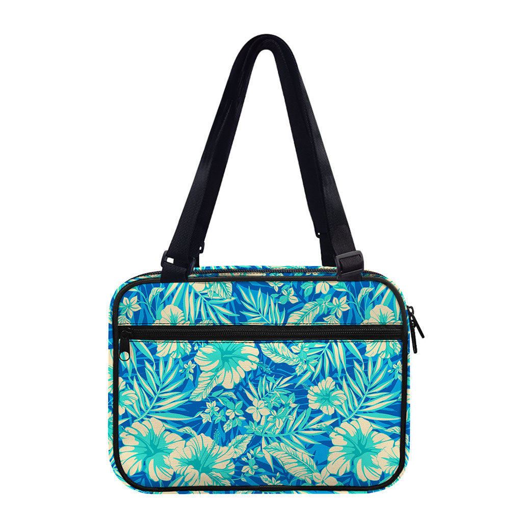 Blue Blossom Tropical Pattern Print Double Strap Bible Bag