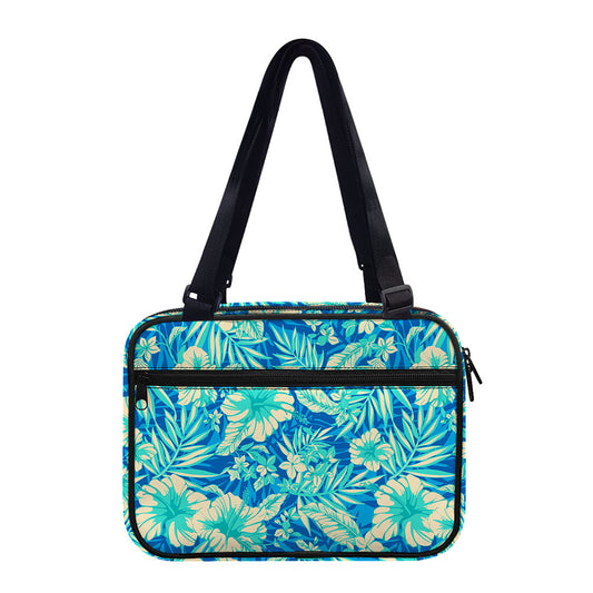 Blue Blossom Tropical Pattern Print Double Strap Bible Bag
