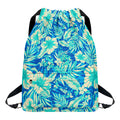 Blue Blossom Tropical Pattern Print Drawstring Backpack