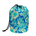 Blue Blossom Tropical Pattern Print Drawstring Makeup Bag
