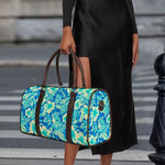 Blue Blossom Tropical Pattern Print Duffle Bag