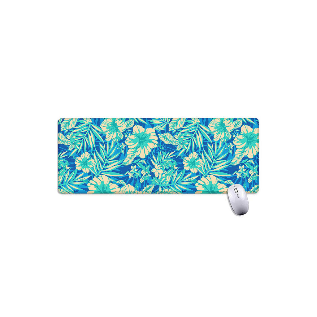 Blue Blossom Tropical Pattern Print Extended Mouse Pad