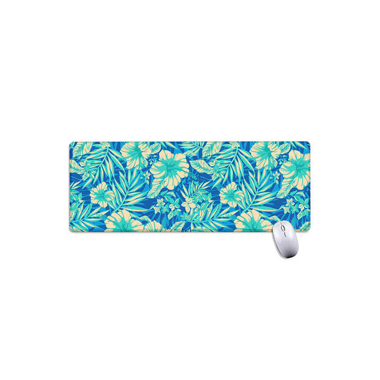 Blue Blossom Tropical Pattern Print Extended Mouse Pad