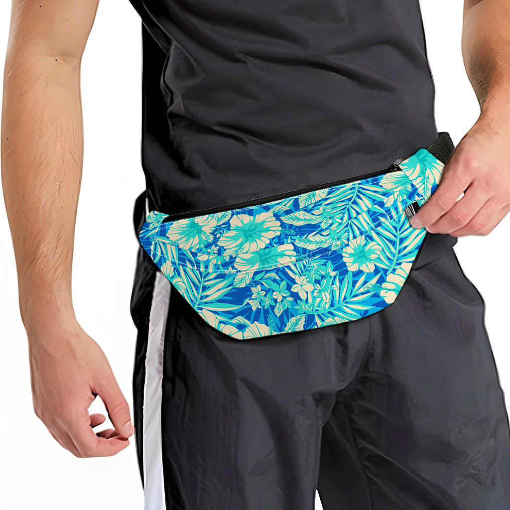 Blue Blossom Tropical Pattern Print Fanny Pack