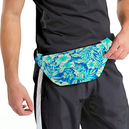 Blue Blossom Tropical Pattern Print Fanny Pack