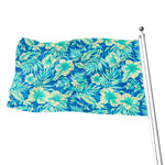 Blue Blossom Tropical Pattern Print Flag