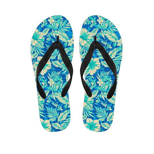 Blue Blossom Tropical Pattern Print Flip Flops