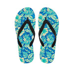 Blue Blossom Tropical Pattern Print Flip Flops