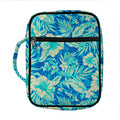 Blue Blossom Tropical Pattern Print Front Pocket Bible Bag
