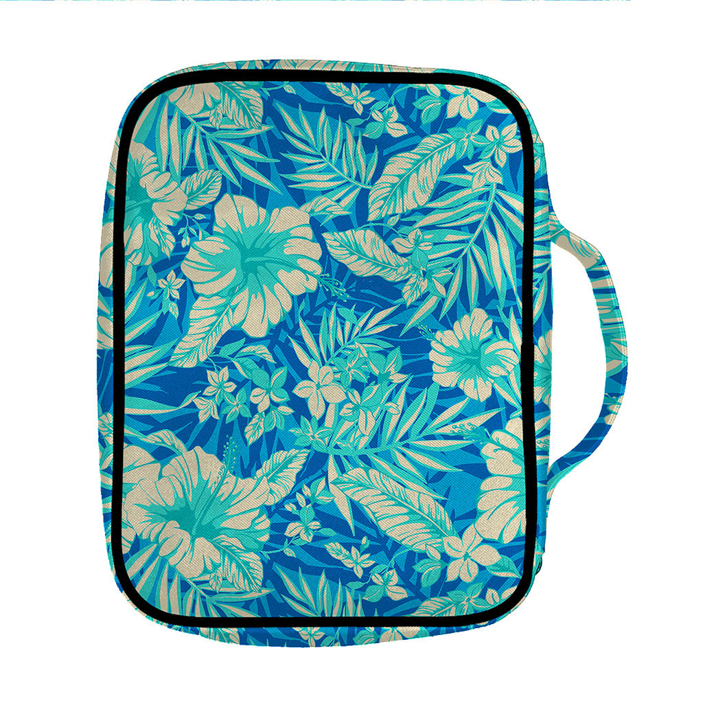Blue Blossom Tropical Pattern Print Front Pocket Bible Bag