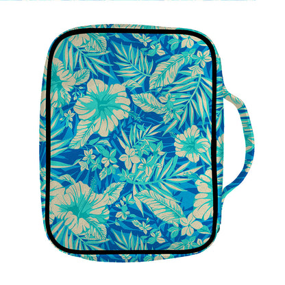 Blue Blossom Tropical Pattern Print Front Pocket Bible Bag