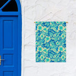 Blue Blossom Tropical Pattern Print Garden Flag