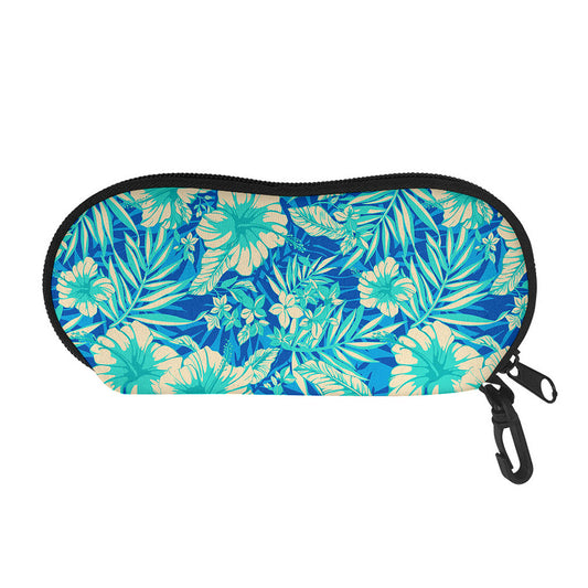 Blue Blossom Tropical Pattern Print Glasses Case