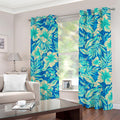 Blue Blossom Tropical Pattern Print Grommet Curtains