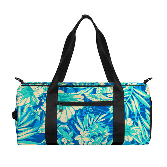 Blue Blossom Tropical Pattern Print Gym Bag