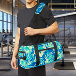Blue Blossom Tropical Pattern Print Gym Bag