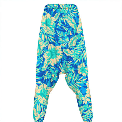Blue Blossom Tropical Pattern Print Hammer Pants