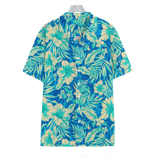 Blue Blossom Tropical Pattern Print Hawaiian Shirt