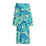 Blue Blossom Tropical Pattern Print Hooded Bathrobe