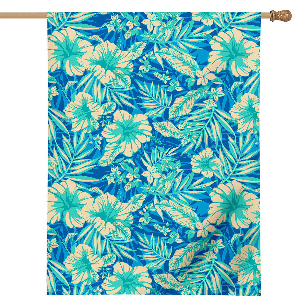 Blue Blossom Tropical Pattern Print House Flag