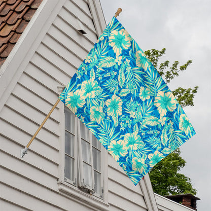 Blue Blossom Tropical Pattern Print House Flag